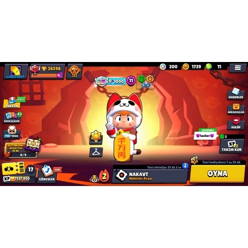  Brawl Stars efsanevi kostümlü max tier karakterli 28000 kupa gmail değişebilen hesap