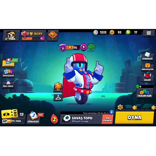  Brawl stars  hesab 16500 kupa temiz