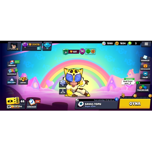  Brawl stars 35 k mainlik hesap 70 karakter +55 kostum