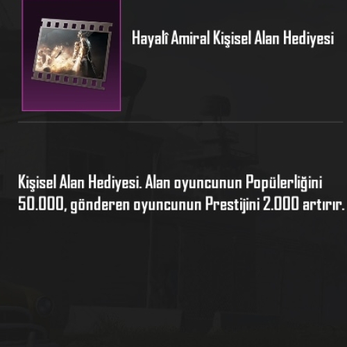  Hayali amiral kişisel alan hediyesi 50K popülerlik