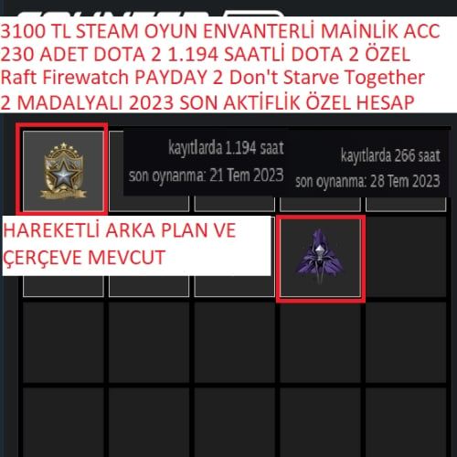  2 MADALYALI 2023 SON AKTİFLİK Raft Firewatch PAYDAY 2 3100 TL STEAM OYUN ENVANTERLİ STEAM LV 6