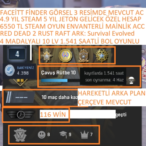  4 MADALYALI 10 LV RUST RED DEAD 2 RAFT ARK: Survival Evolved 6550 TL STEAM OYUN ENVANTERLİ MAİLLİ MAİNLİK