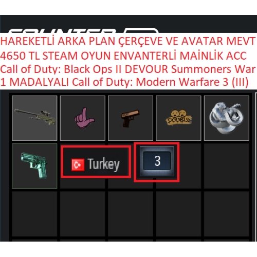  1 MADALYALI Call of Duty:Modern Warfare 3 Call of Duty: Black Ops II 4650 TL STEAM OYUN ENVANTERLİ MAİLLİ MAİNLİK