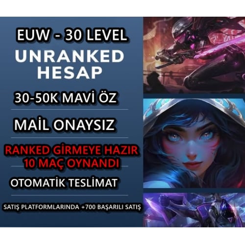  EUW RANK DİREK HAZIR 30 LW - MAİL ONAYSIZ